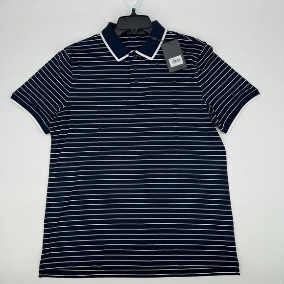 G/Fore Perforated Golf Polo Striped TWLT Navy Men's G4MS23K183 MSR-$120 - Picture 2 of 6